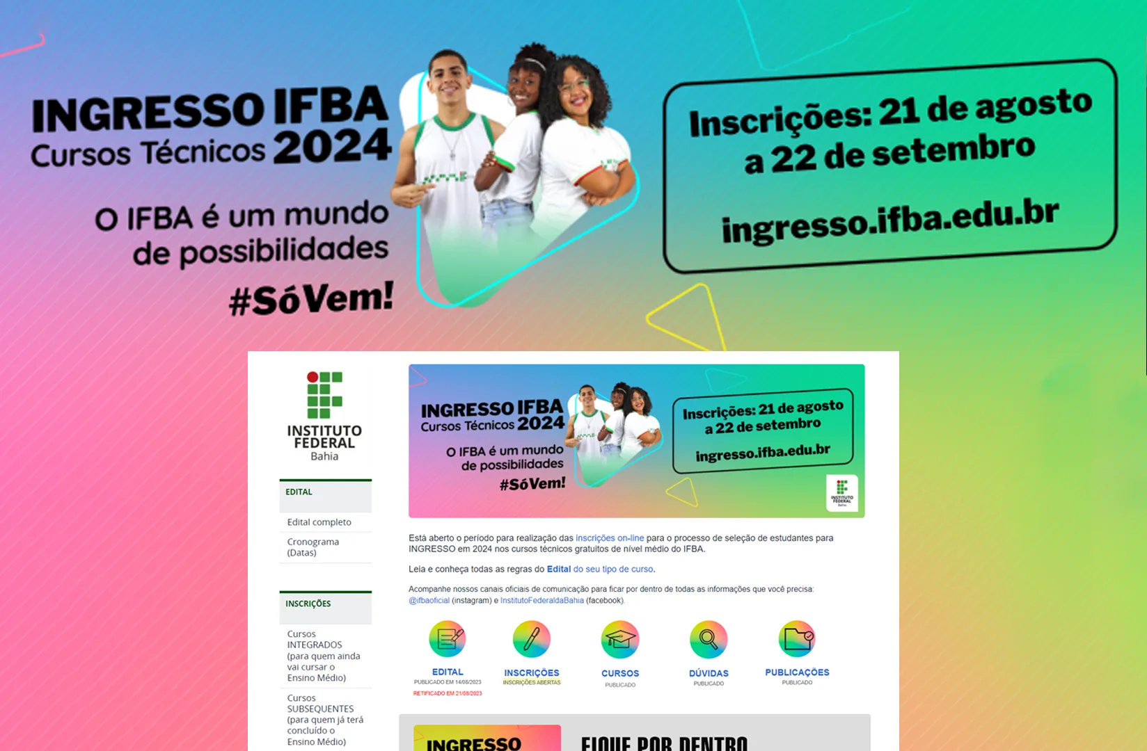 IFBA 2022: inscrição no Processo Seletivo (Cursos Técnicos