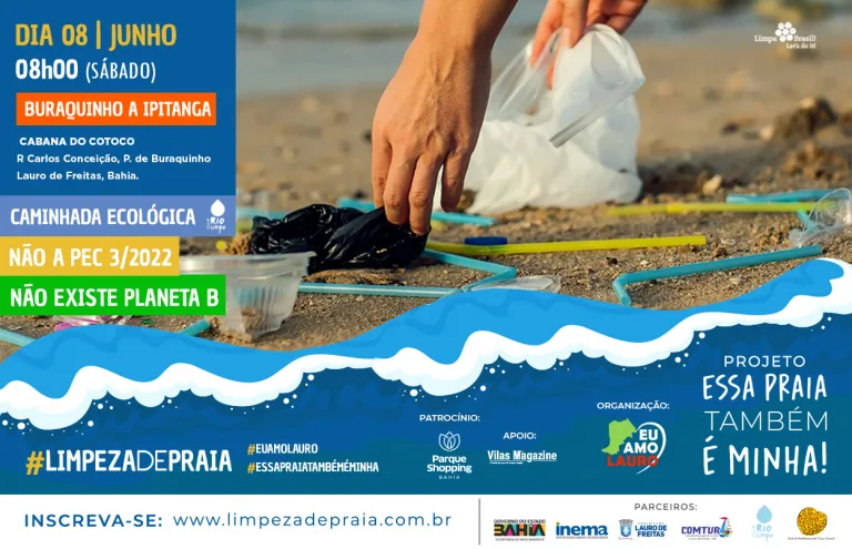 Convite (08/06): Caminhada Ecológica de Buraquinho à Ipitanga e Limpeza de Praia. Caminhada Ecológica de Buraquinho à Ipitanga e Limpeza de Praia