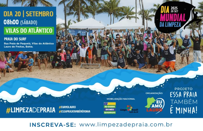 Participe: Dia Mundial da Limpeza 2025 em Lauro de Freitas mobiliza voluntários e apoiadores. Dia Mundial da Limpeza 2025 - Lauro de Freitas