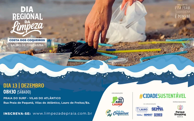 Dia regional da limpeza mobiliza voluntários na Praia do Surf neste sábado (13). Dia regional da limpeza da Costa dos Coqueiros reúne voluntários na praia