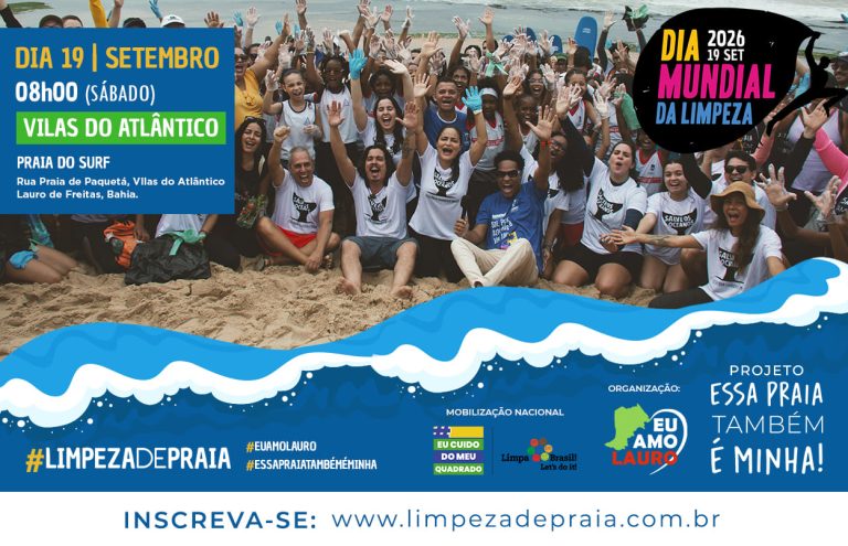Lauro de Freitas se mobiliza para o maior evento de voluntariado ambiental do planeta no dia 19 de setembro Chame os amigos: Dia Mundial da Limpeza 2026 em Lauro de Freitas